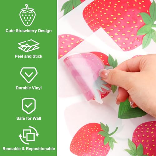 AOWDIAO 80 Pcs Strawberry Wall Decals – Peel and Stick for Bedroom, Kitchen, Bathroom & Nursery – Cute Strawberry Decor for Home & Party - Image 3