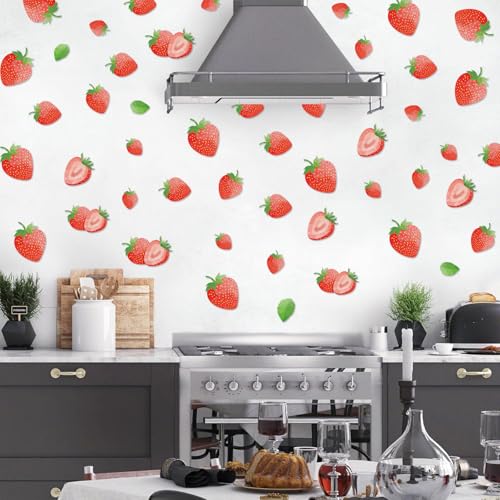 AOWDIAO 80 Pcs Strawberry Wall Decals – Peel and Stick for Bedroom, Kitchen, Bathroom & Nursery – Cute Strawberry Decor for Home & Party - Image 5