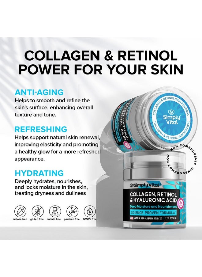 SimplyVital SimplyVital Collagen, Retinol & Hyaluronic Acid Cream - Anti-Aging Face Moisturizer for Face, Neck & Décolleté - Made in USA, Daily Moisturizer Face Cream - 1.7 fl.oz.  - Image 3