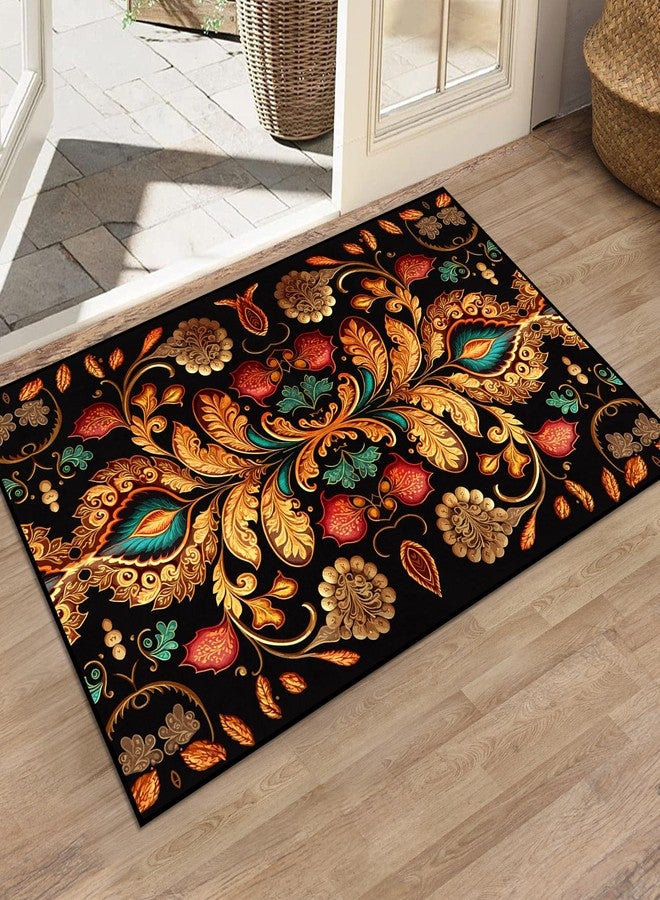 GUG Washable Entrance Door Mat for Bedroom, Kitchen, Laundry, Entrance, Non-Slip Vintage Hallway Rug Runner with Upgrade Rubber Backing, Stain Resistant Faux Wool Distressed Carpet Runner (35.4" x 23.6") - Image 1