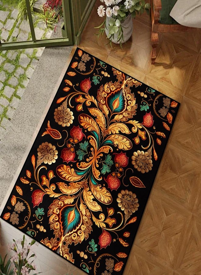 GUG Washable Entrance Door Mat for Bedroom, Kitchen, Laundry, Entrance, Non-Slip Vintage Hallway Rug Runner with Upgrade Rubber Backing, Stain Resistant Faux Wool Distressed Carpet Runner (35.4" x 23.6") - Image 5