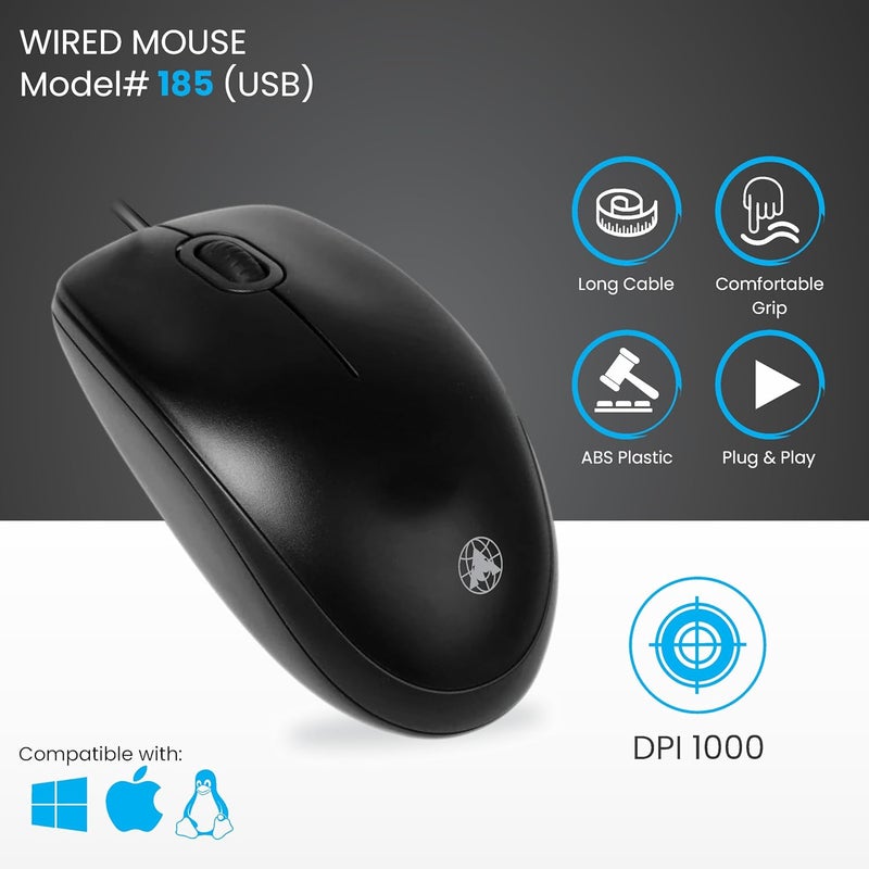 ProDot 5-in-1 Wired Combo Pack | Wired Keyboard + Comfy Optical Mouse + 4 in1 Port USB Hub + USB Type-A to Type-C OTG + Anti-Slip Mouse Pad | for Laptop/Desktop/Windows - Image 2