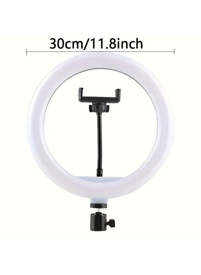 12 بوصة حلقة ضوء LED أسود مع حامل ثلاثي القوائم للبث المباشر على يوتيوب وإنشاء مدونات الفيديو - Image 1
