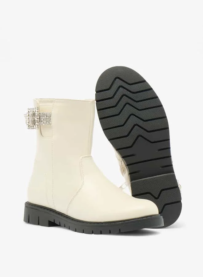 Flora Bella By Shoexpress Girls Embellished Accent High Cut Boots with Zip Closure