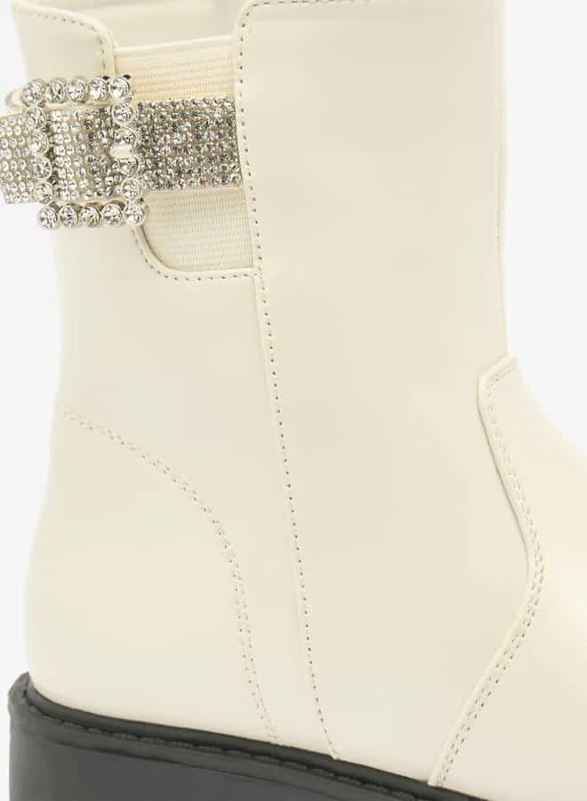 Flora Bella By Shoexpress Girls Embellished Accent High Cut Boots with Zip Closure