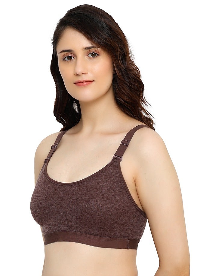 راجني حمالة صدر نسائية للبنات والمراهقات، مقاس B، مصنوعة من مادة البولي قطن الناعمة، مبطنة وقابلة للإزالة، كوب مصبوب، تغطية كاملة، بدون أسلاك، تأثير منخفض، تمارين بيلاتيس، يوغا، صالة ألعاب رياضية، تمارين القلب، عبوة من قطعتين طوال اليوم - Image 5