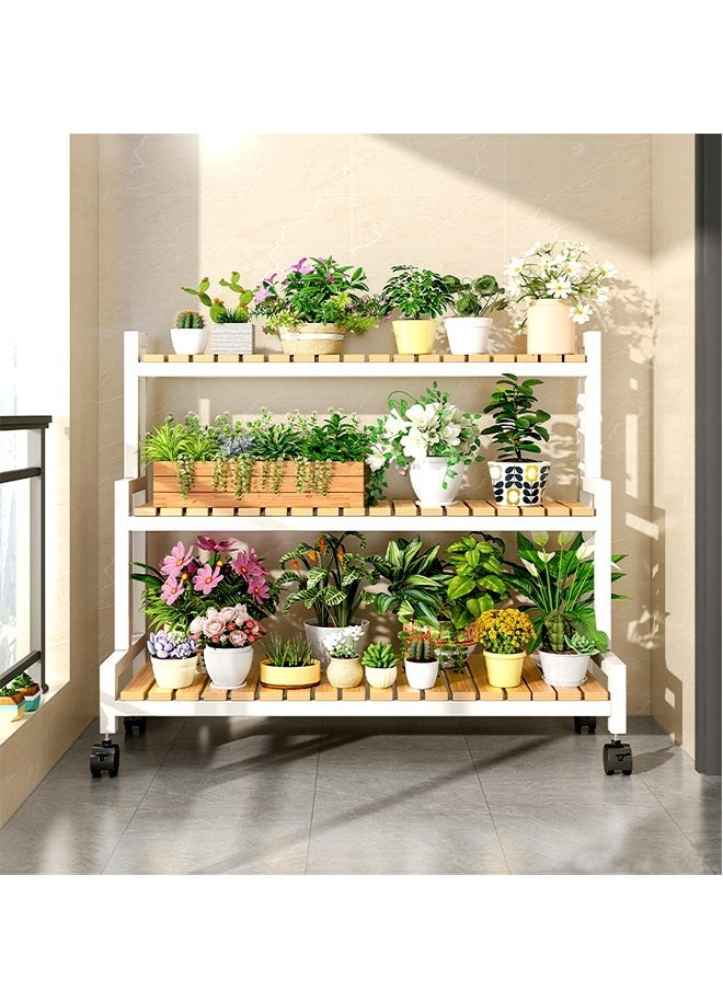 KLNAMAEAAN 3 layer Wooden Shelf Rack Plant Pots Stand  - Image 1