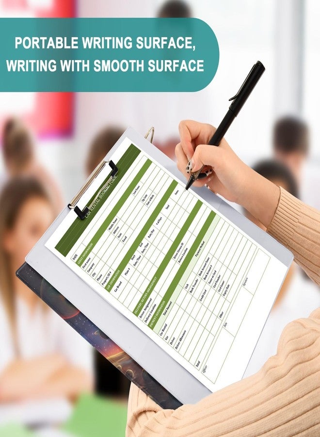 Fustylead Outer Space Themed Astronaut Cat 3 Ring Binder 1.5" Decorative D-Ring Binder with Clipboard&3 Clear Pockets, Holds 200 Sheets A4 Size Paper Waterproof Binders for School Home Office - Image 4