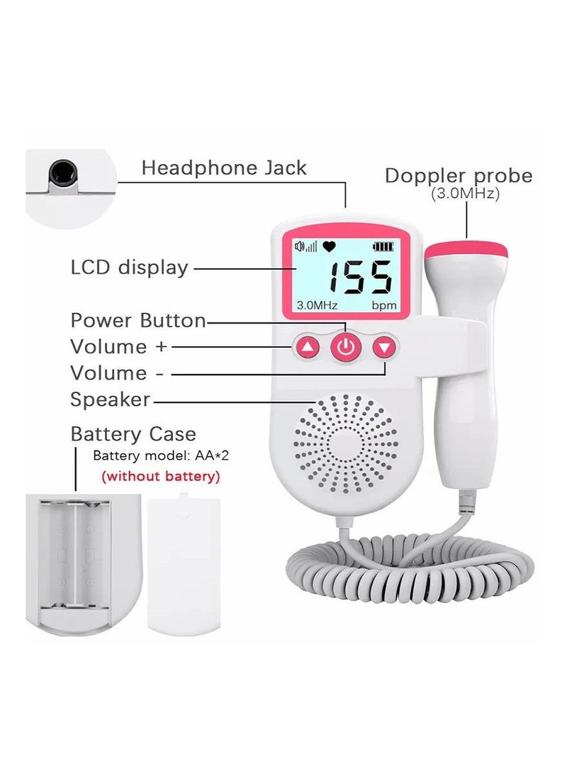 DURKU LCD Screen Portable Fetal Heart Rate Monitor Ultrasound Doppler - Image 4