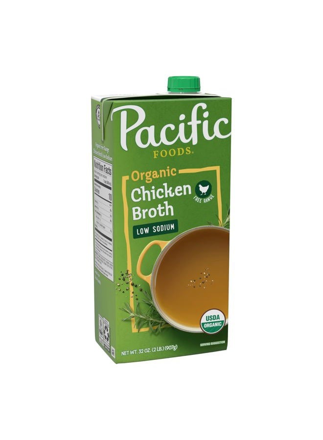Pacific Foods Low Sodium Organic Free Range Chicken Broth, 32 oz Carton - Image 1