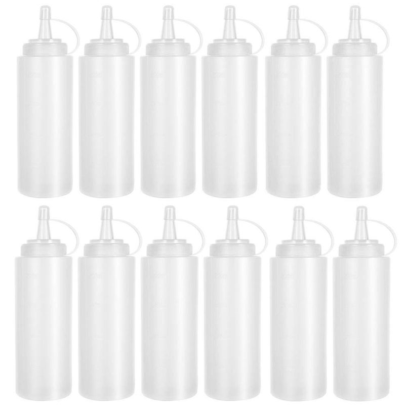 Anyumocz 12 Pack 8 oz Plastic Squeeze Bottles Multipurpose Squirt Bottles for Ketchup,Condiments,BBQ Sauce,Dressing,Barbecue,Grilling,Crafts,Syrup and More - Image 1