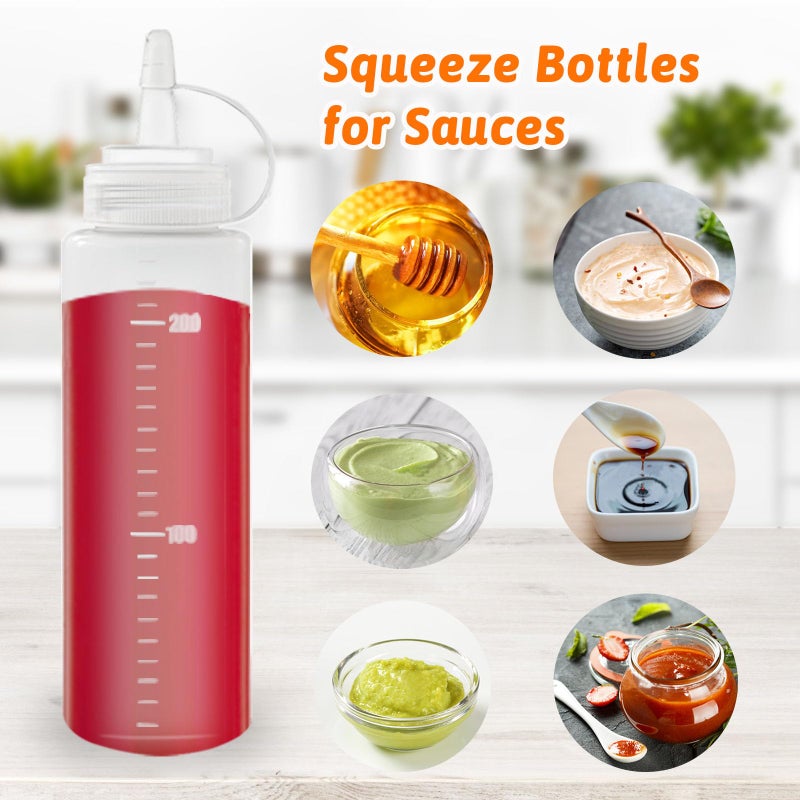 Anyumocz 12 Pack 8 oz Plastic Squeeze Bottles Multipurpose Squirt Bottles for Ketchup,Condiments,BBQ Sauce,Dressing,Barbecue,Grilling,Crafts,Syrup and More - Image 4