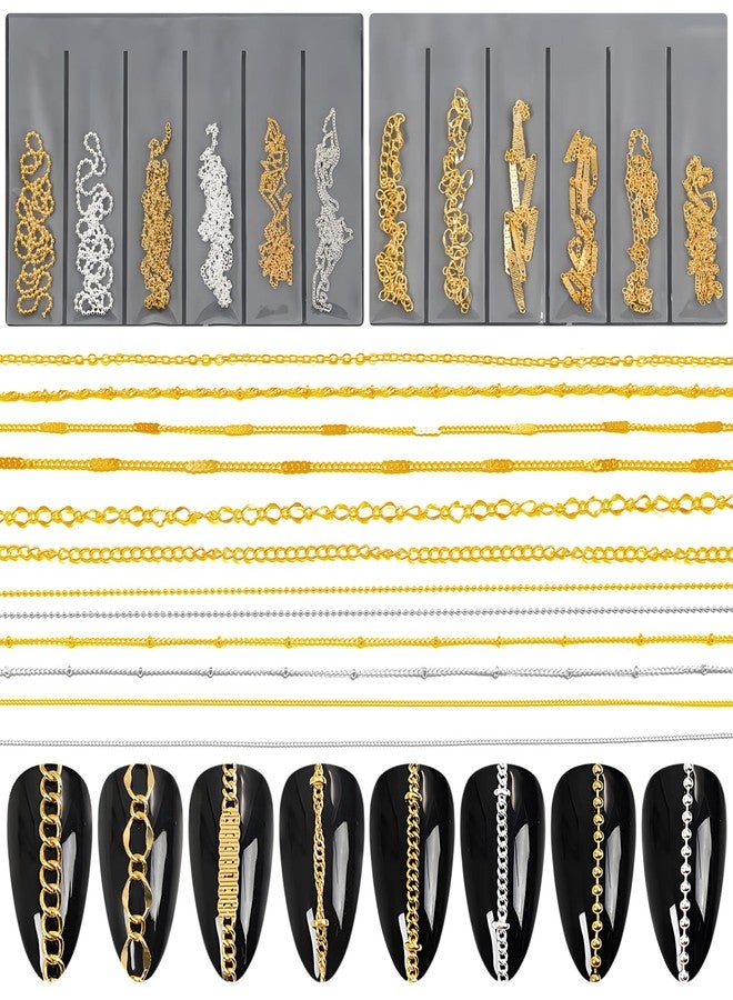 Lifextol Gold Nail Charms Gems Nails Rhinestone Junk Case Charms for Acrylic Press on Nails Art Design, 3D Y2K Nail Charm Jewel Charm Fake Fingernail Tips Studs Set Metal Gold Beads Kit-H - Image 1