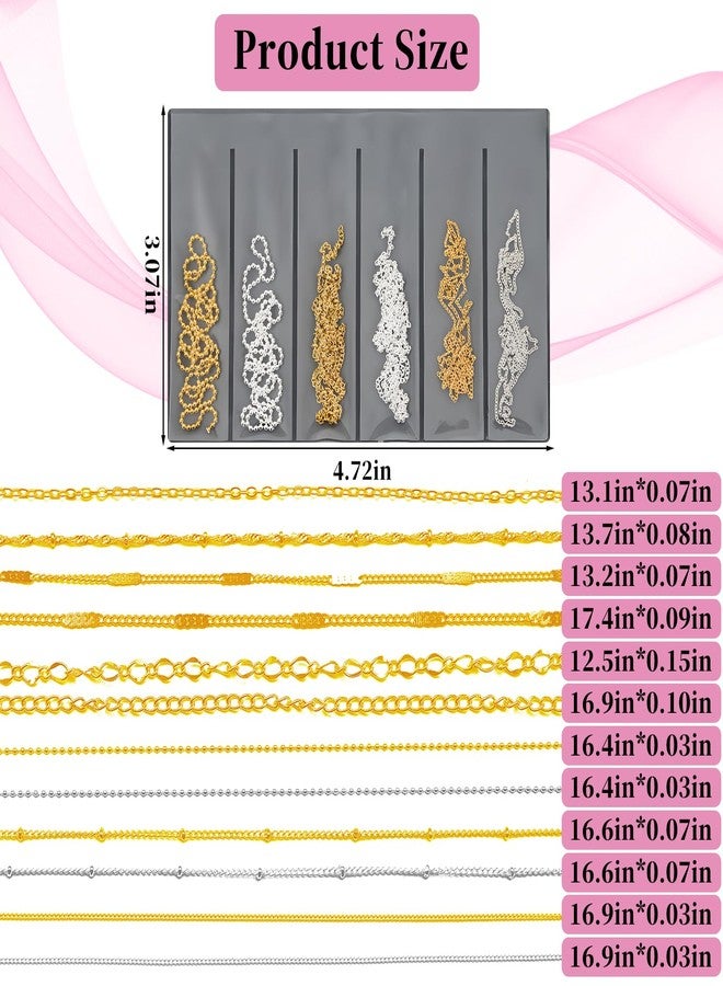 Lifextol Gold Nail Charms Gems Nails Rhinestone Junk Case Charms for Acrylic Press on Nails Art Design, 3D Y2K Nail Charm Jewel Charm Fake Fingernail Tips Studs Set Metal Gold Beads Kit-H - Image 4