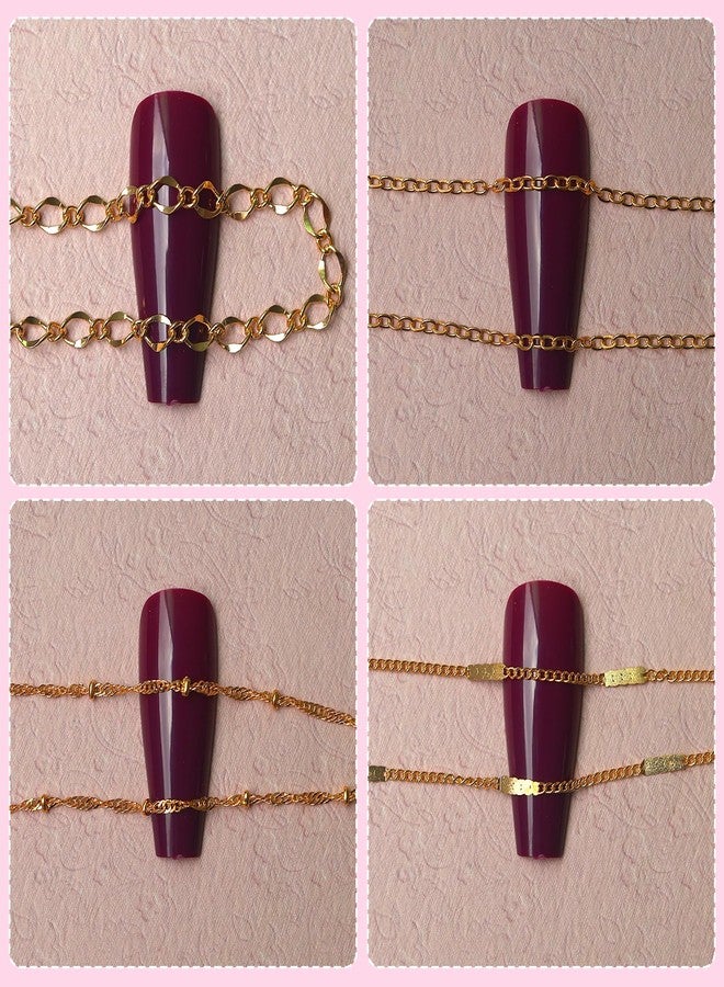 Lifextol Gold Nail Charms Gems Nails Rhinestone Junk Case Charms for Acrylic Press on Nails Art Design, 3D Y2K Nail Charm Jewel Charm Fake Fingernail Tips Studs Set Metal Gold Beads Kit-H - Image 5