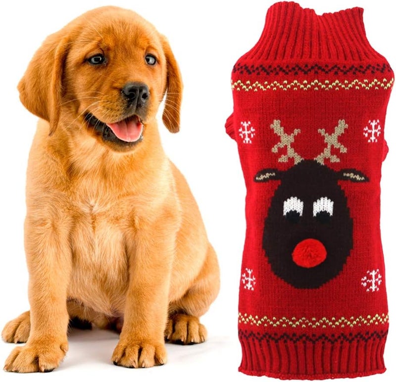 comfrt Winter Clothing Dog Antler Sweaters Snowflake Reindeer Jacket Xmas Dog Holiday Outfit New Year Christmas Knitted Coat Pet Clothes XL Thermal Clothing - Image 1
