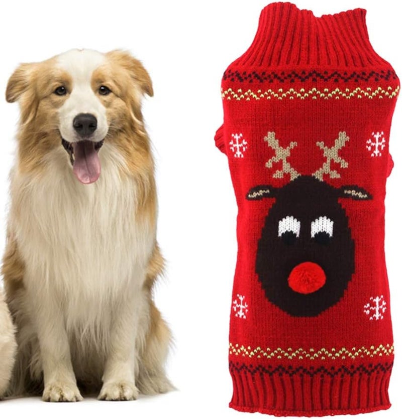 comfrt Winter Clothing Dog Antler Sweaters Snowflake Reindeer Jacket Xmas Dog Holiday Outfit New Year Christmas Knitted Coat Pet Clothes XL Thermal Clothing - Image 4