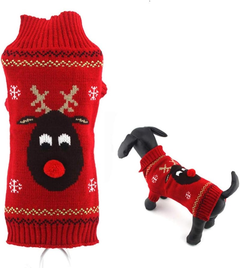 comfrt Winter Clothing Dog Antler Sweaters Snowflake Reindeer Jacket Xmas Dog Holiday Outfit New Year Christmas Knitted Coat Pet Clothes XL Thermal Clothing - Image 2