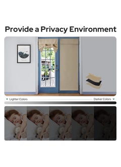 Generic Light-blocking Door Curtain, Non-Punching Self-Adhesive Velcro Curtains, French Door Privacy Curtains, Stylish Thermal Insulated Tie-Up Shades for Bedroom (Beige 30" W*40" L)  - Image 5