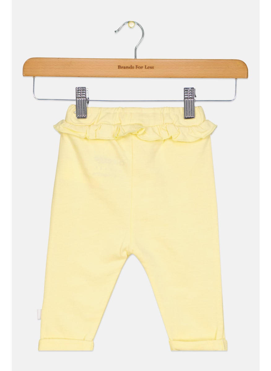 Cheekee Munkee - Toddlers Girl Plain Pants, Yellow - Image 1