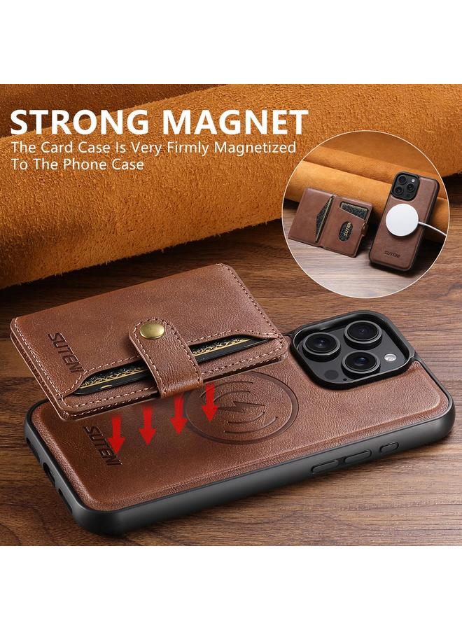 Suteni Case For iPhone 14 Plus M4 Magnetic Card Bag MagSafe Leather Phone Case - Image 3
