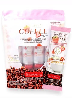 Hikari Hikari Strawberry Beauty Coffee – With Glutathione, Collagen, Chia Seeds, Moringa & Quinoa – Skin Brightening & Slimming Drink – Sugar-Free, Keto Friendly – 10 Sachets 