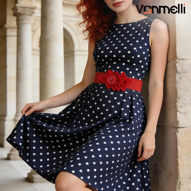 VONMELLI Women Wide Elastic Belt Fashion Waist Belts for Women Dresses Stretchy Flowers Decor Belt, Red S - Image 5