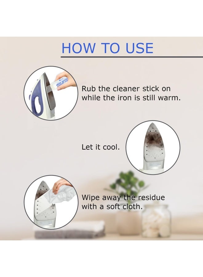 Cadie عصا تنظيف قاع المكواة بالبخار تزيل تراكم النشا والغراء المنصهر من المكواة الساخنة تقضي على البقايا اللاصقة على أي قاعدة مكواة في السوق سهلة الاستخدام 3 عبوات - Image 2