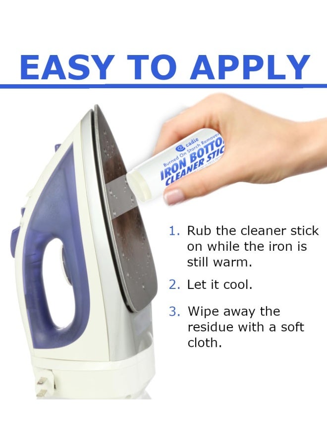 Cadie عصا تنظيف قاع المكواة بالبخار تزيل تراكم النشا والغراء المنصهر من المكواة الساخنة تقضي على البقايا اللاصقة على أي قاعدة مكواة في السوق سهلة الاستخدام 3 عبوات - Image 3