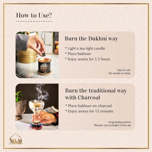 DUKHNI Oud Bakhoor Collection Set by Dukhni |12 Assorted Boxes | 120 pc Bakhoor |Refill Packs | Arabic Incense | Perfect for Prayer time, Ramadan, Eid, Gifts & hampers | Long Lasting - Image 5