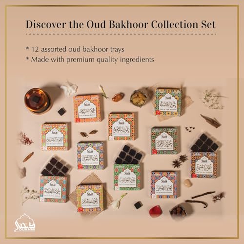 DUKHNI Oud Bakhoor Collection Set by Dukhni |12 Assorted Boxes | 120 pc Bakhoor |Refill Packs | Arabic Incense | Perfect for Prayer time, Ramadan, Eid, Gifts & hampers | Long Lasting - Image 2