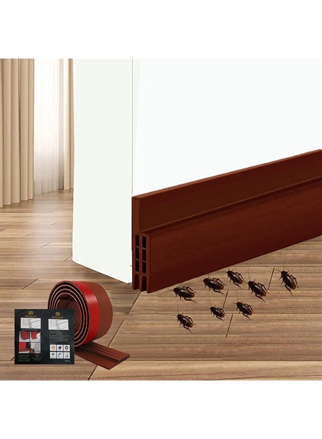 Door Draft Stopper, Door Bottom Seal for Exterior  Interior Doors Blocker for Insects Dust Noise and Weather Stripping 2”w X 39”l-Brown. - Image 1