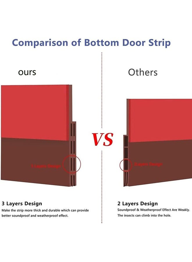 Door Draft Stopper, Door Bottom Seal for Exterior  Interior Doors Blocker for Insects Dust Noise and Weather Stripping 2”w X 39”l-Brown. - Image 2