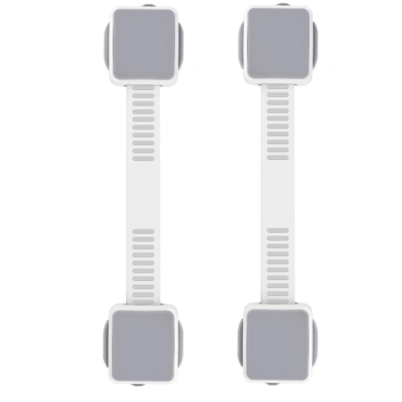 PAULTEMP 2 Pack Child Safety Cabinet Locks for Baby Proofing, Length Adjustable Latch Straps Dual Button Design for Drawers Fridge Refrigerator Doors Toilet Seat Oven - Image 1