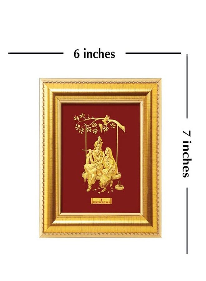بريما آرت Prima Art - A7 Radhakrishna on Swing / إطار عمل فني من ورق الذهب الخالص عيار 24 قيراط - 99.9% - Image 2