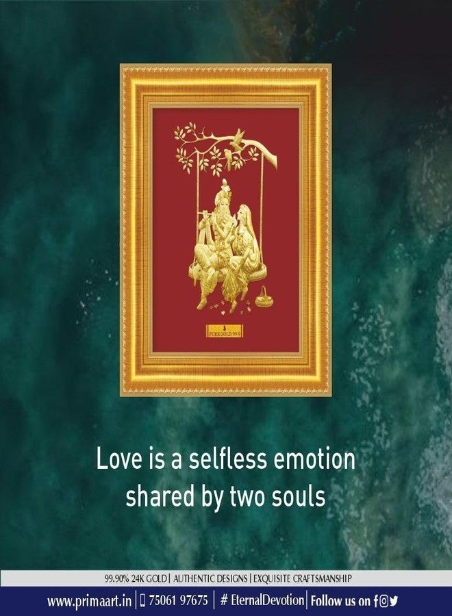 بريما آرت Prima Art - A7 Radhakrishna on Swing / إطار عمل فني من ورق الذهب الخالص عيار 24 قيراط - 99.9% - Image 3