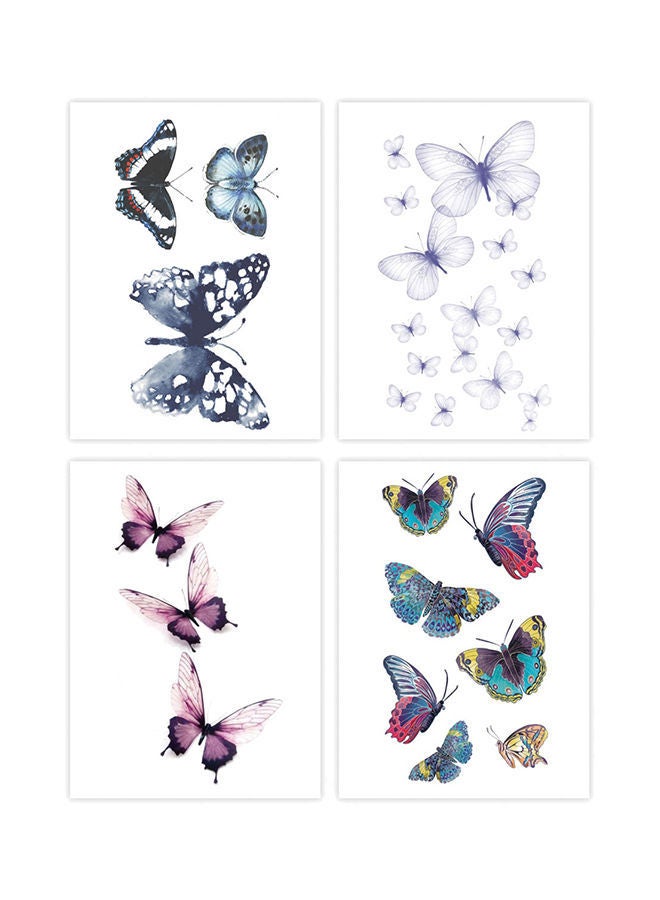 NIBEMINENT 4-Piece Butterfly Pattern Temporary Tattoo Sticker
