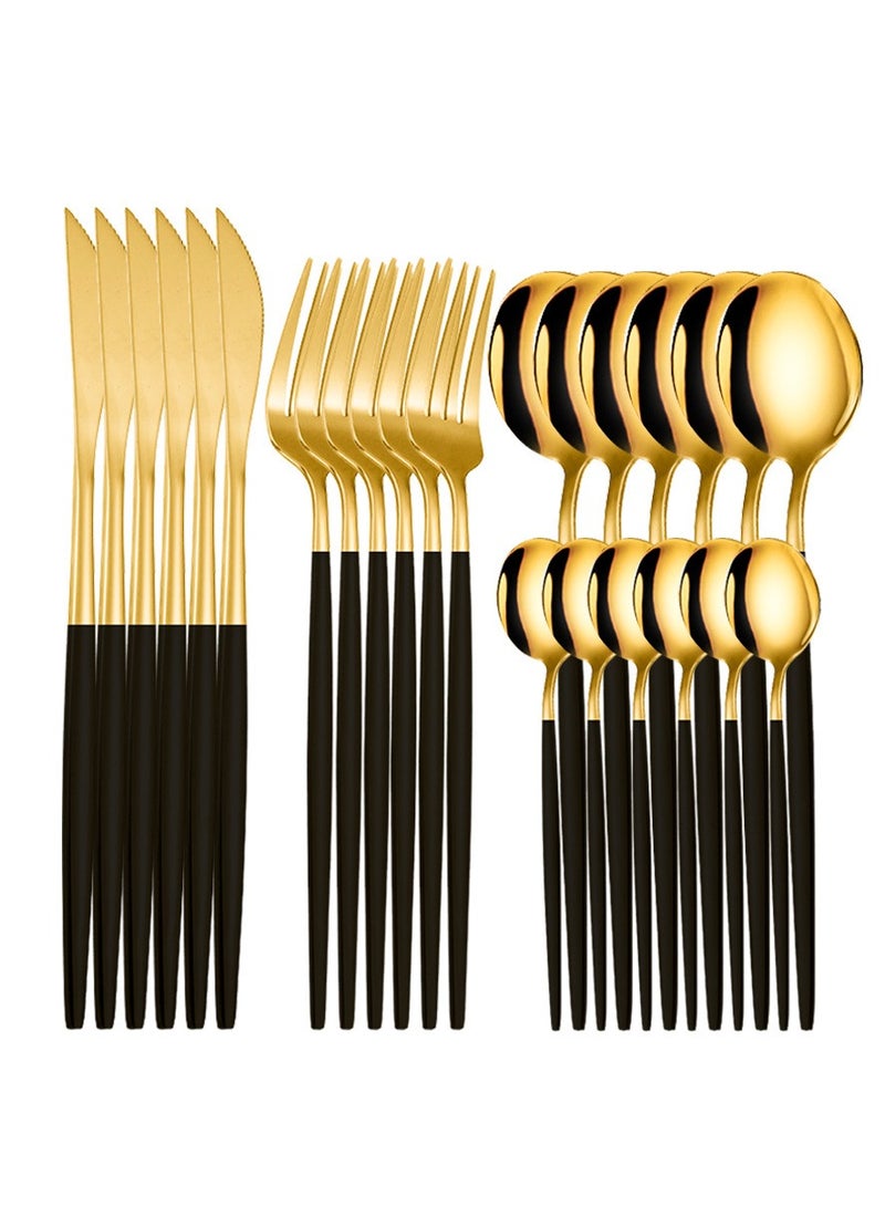 KUYING Stainless Steel Tableware Set Of 24 Pieces Western Knife Fork Spoon Set  - Image 2