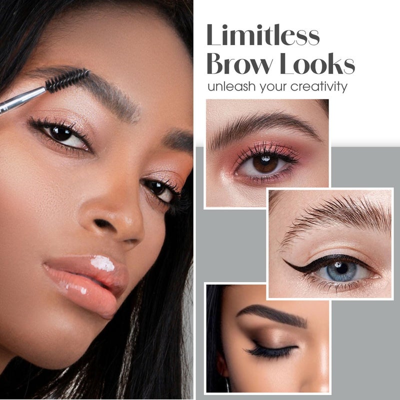 Lamora Eyebrow Brush - Duo Eye Brow Spoolie - Angled Eyeshadow Eyeliner - Precision Flat Definer - Small Shader - 3 Piece Makeup Brush Set - Cruelty Free Synthetic Bristles - Image 3