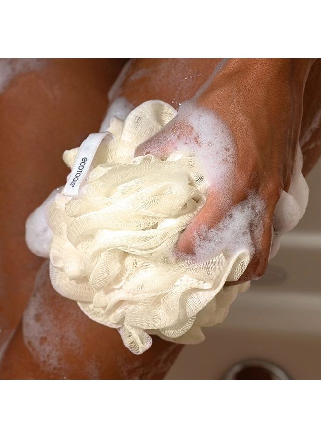 Ecotools إسفنجة استحمام إيكو بوف الرقيقة، إسفنجة استحمام مقشرة ورقيقة مصنوعة من مواد معاد تدويرها، لوفة للاستحمام، بألوان متنوعة، أخضر، أبيض، وردي، ورمادي، 4 قطع (60 جرام لكل منها) - Image 4