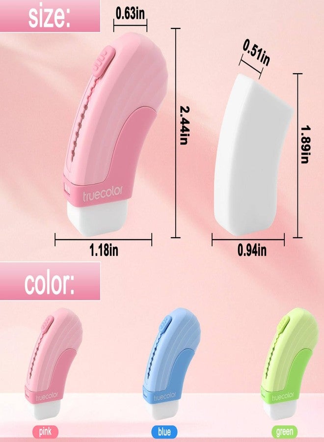Tmtains 12 Pack Sliding Retractable Eraser 3Pcs Large Push up Mechanical Eraser with 9Pcs Erasers Refills Cute Art Drawing Pencil Erasers for Office Supplies Stationery Christmas Gifts for Boys Girls - Image 2