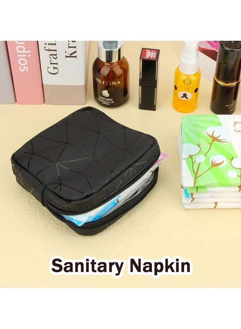 2pcs Sanitary Pad Storage Bags - Menstruation Pouch for Teen Girls and Women (Black and Green) - Image 2