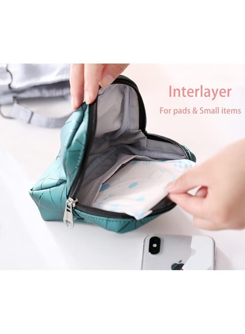 2pcs Sanitary Pad Storage Bags - Menstruation Pouch for Teen Girls and Women (Black and Green) - Image 5