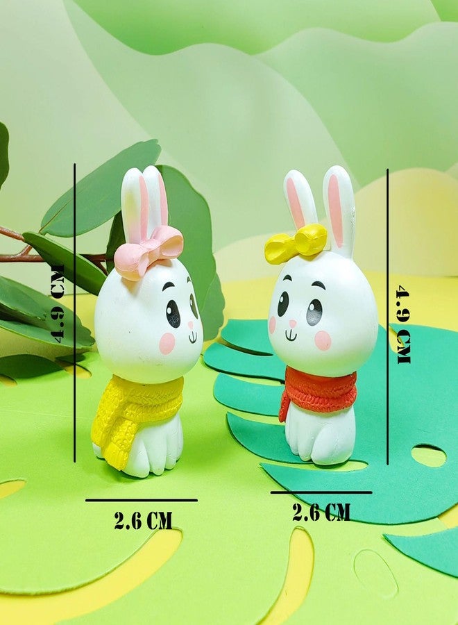 Spiaty Resin Cute Bunny Figurines with Colourful Bows and Scarves, Miniature Rabbit Home, Office and Car Dashboard Decorations, Set of 4 - Image 4