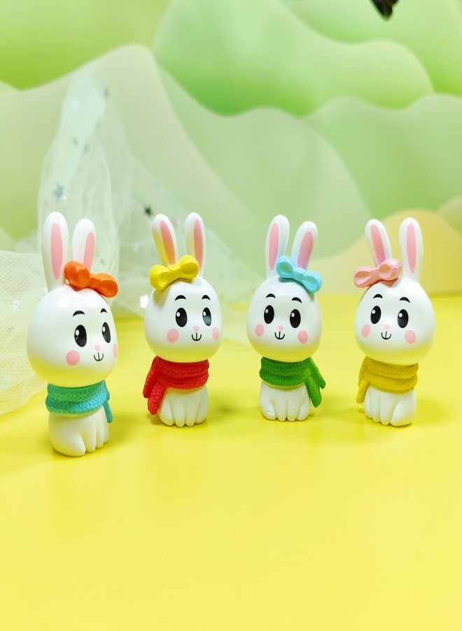 Spiaty Resin Cute Bunny Figurines with Colourful Bows and Scarves, Miniature Rabbit Home, Office and Car Dashboard Decorations, Set of 4 - Image 2