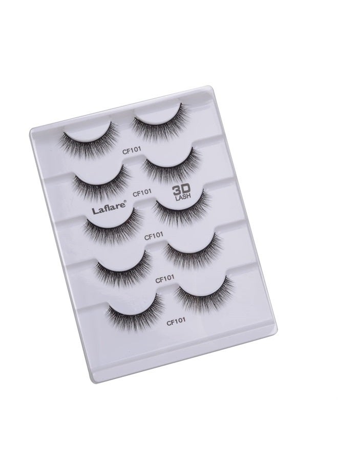 Laflare Lashes 5 Pairs Cat Eyes Wispy Lightweight Natural 3D Cashmere Soft Long Extension Eyelashes Pack Handmade Luxurious Volume Fluffy False Eyelashes (CF101X5P) - Image 5