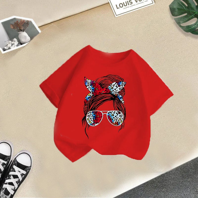 Children'S T-Shirt Short-Sleeved 2025 Crewneck Head Printed Top Loose Casual Half-Sleeved Children'S Wear - Image 1