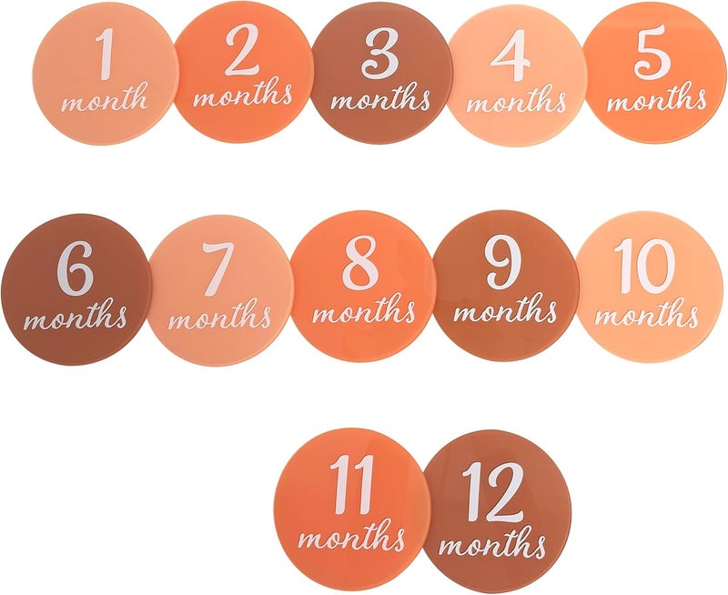 Al Raied ARS® Acrylic Monthly Milestone Photo Cards - Baby’s First Year Photo Prop Discs - Image 1