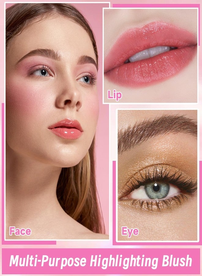 LYSdefeu Baked Highlighter Blush Palette-Champagne Rose Face Highlighter,Shimmer Glitter Diamond Highlighting Eyeshadow Palette for Face Body Cheek,Mother's Day Makeup Gift for Women,0.38 Oz-Dawn Glow - Image 5