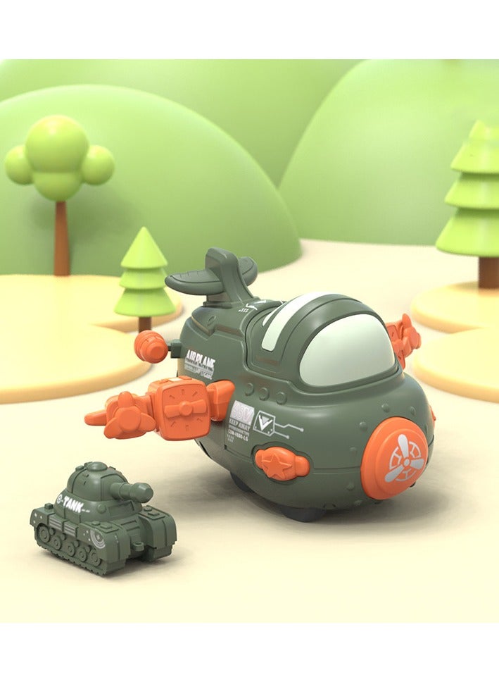 1-Pieces Inertial Taxiing Green Airplane With A Tank Toy, Push And Go Toy Car Set, Inertial Toy Car - Image 1